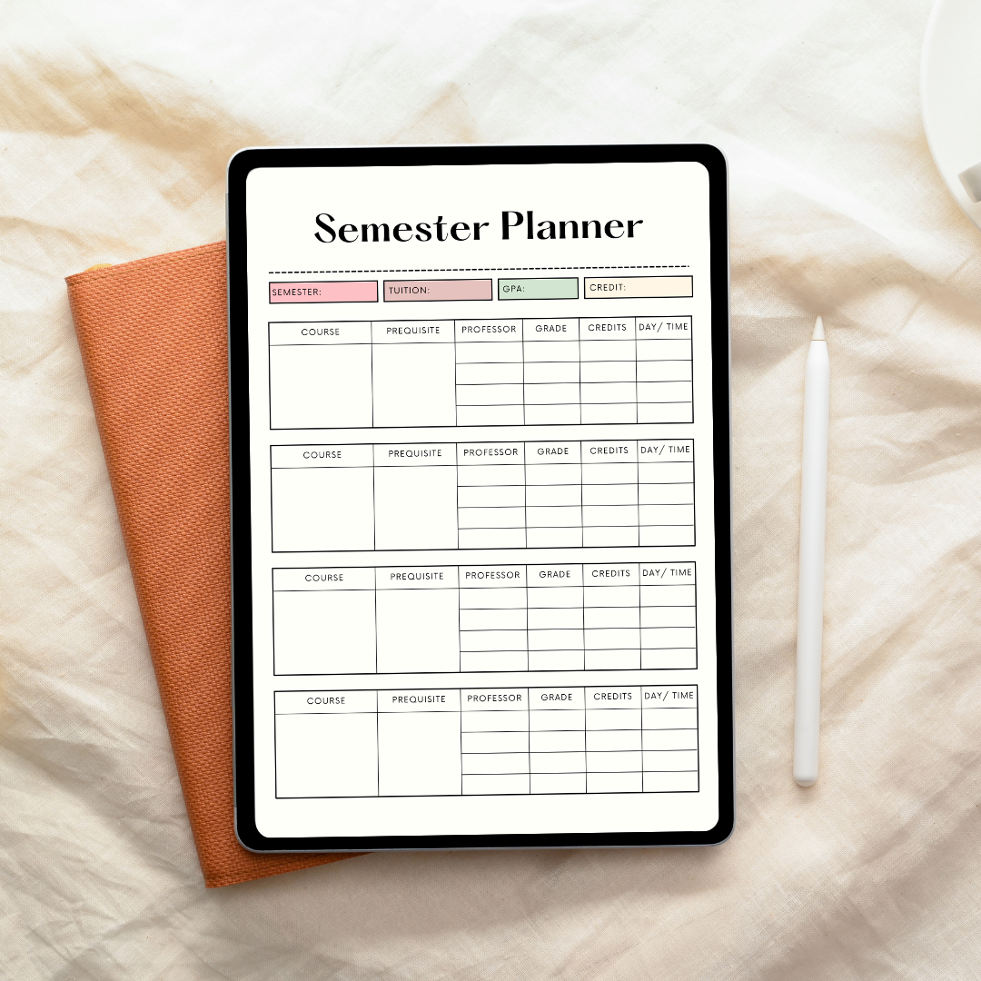 Modern Semester Planner | Printable Digital PDF (8.5x11 in)