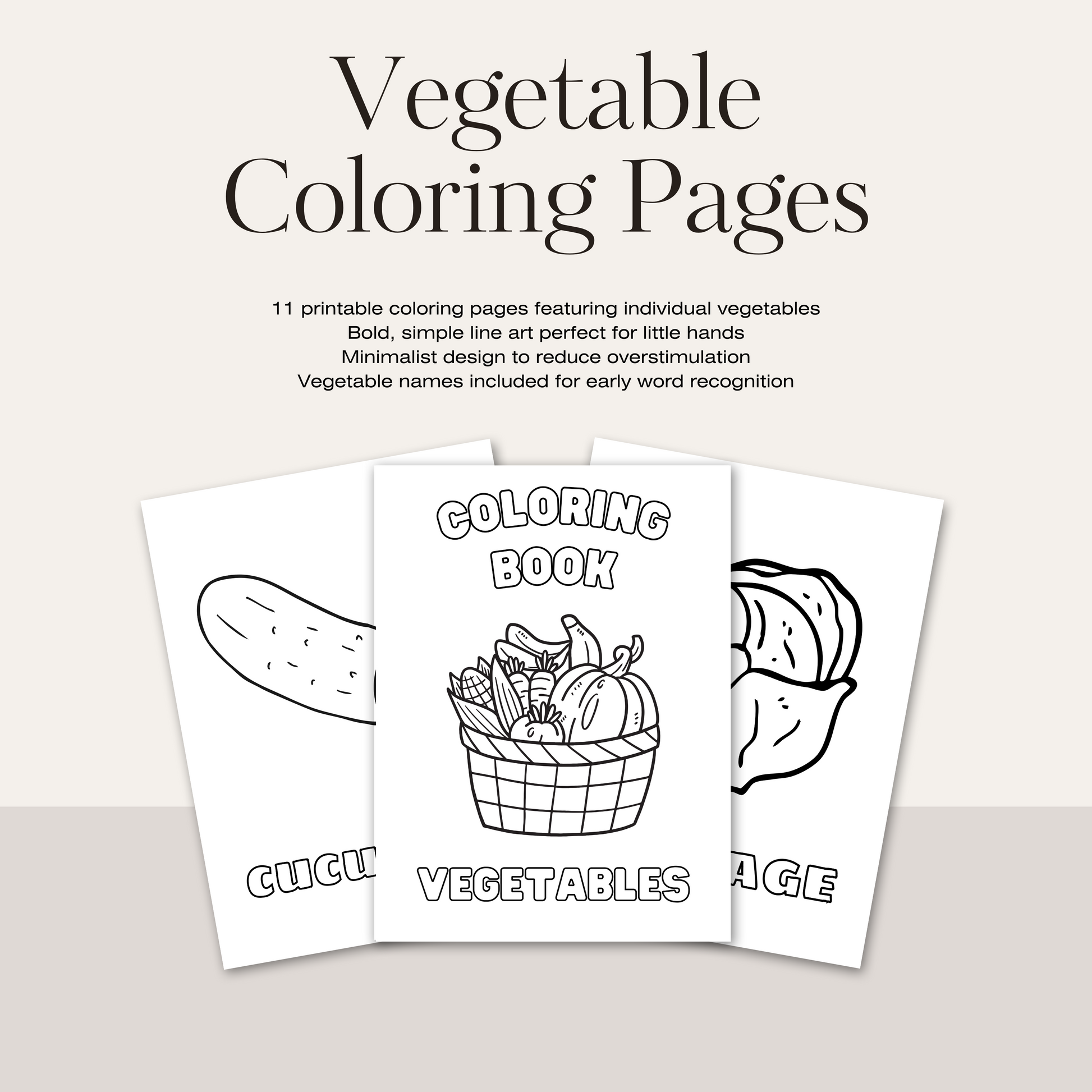 Vegetables Coloring Pages – (Printable PDF)