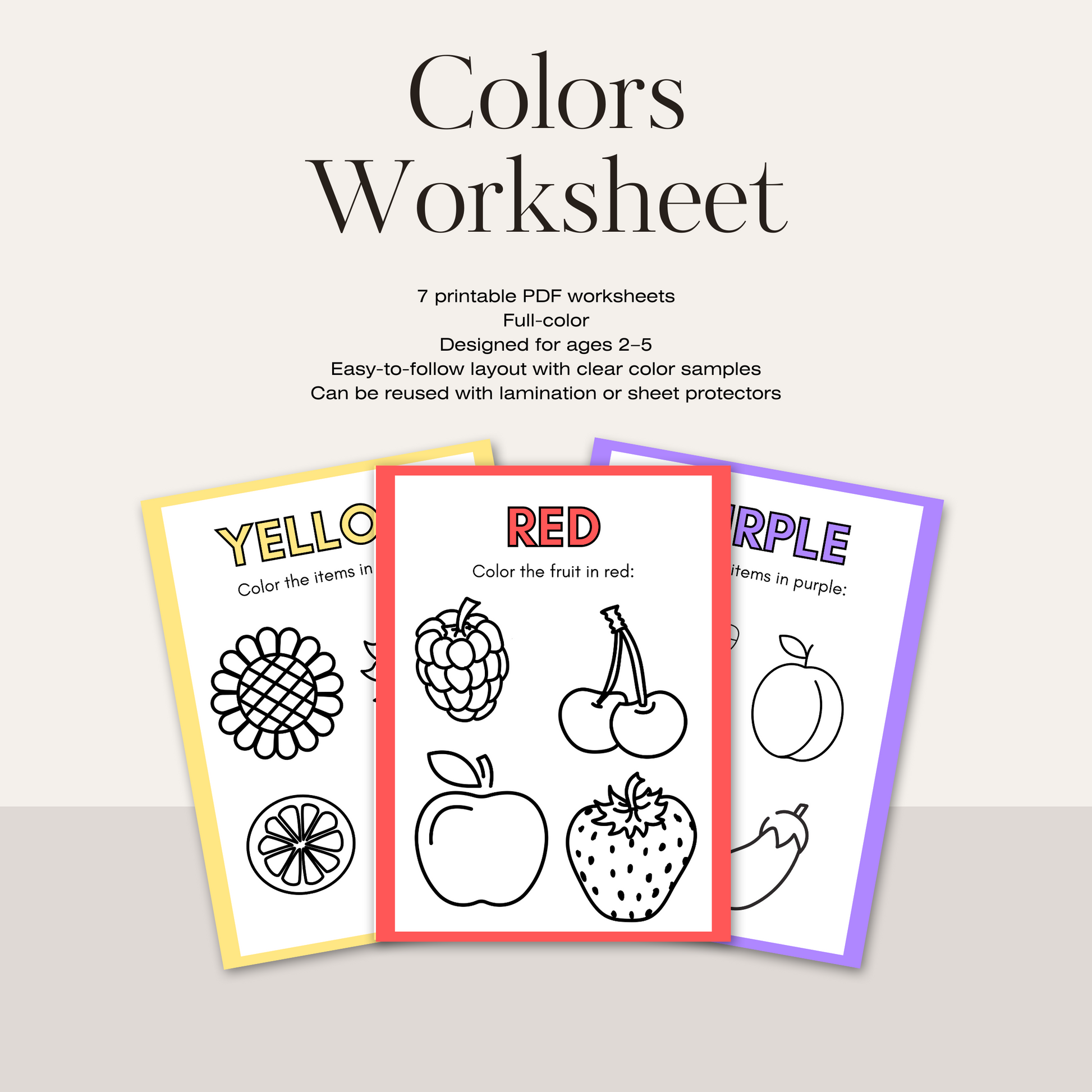 Colors Worksheet (Printable PDF)