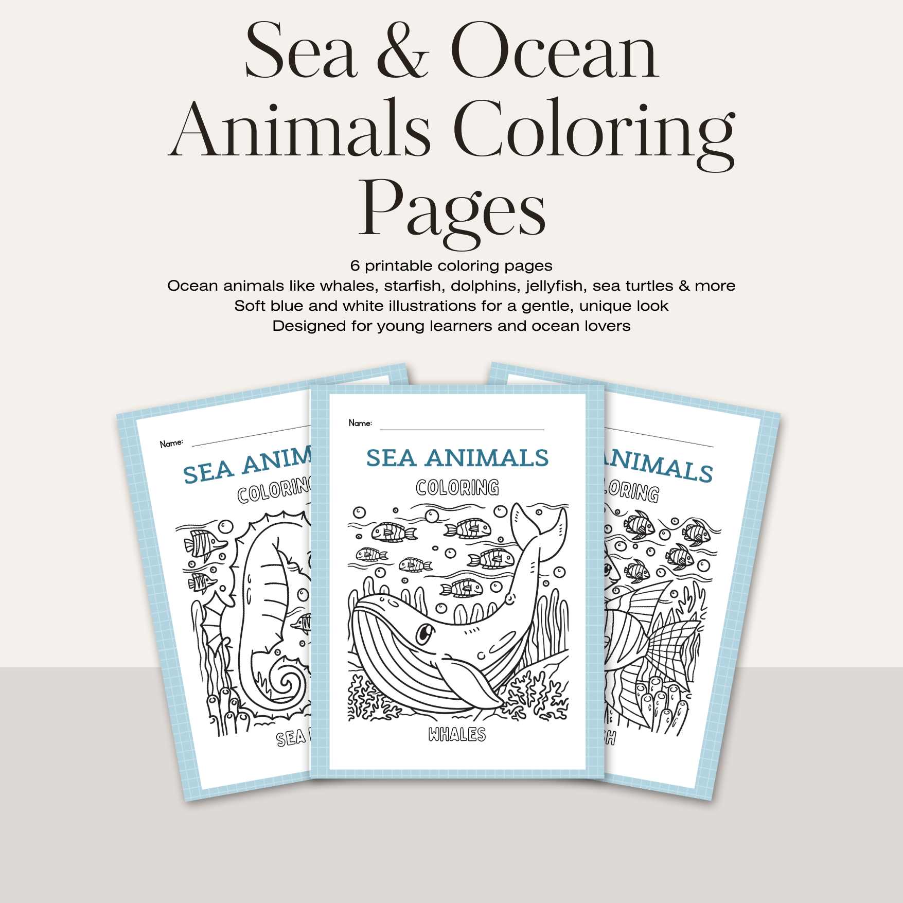 Sea & Ocean Animals Coloring Pages (Printable PDF)