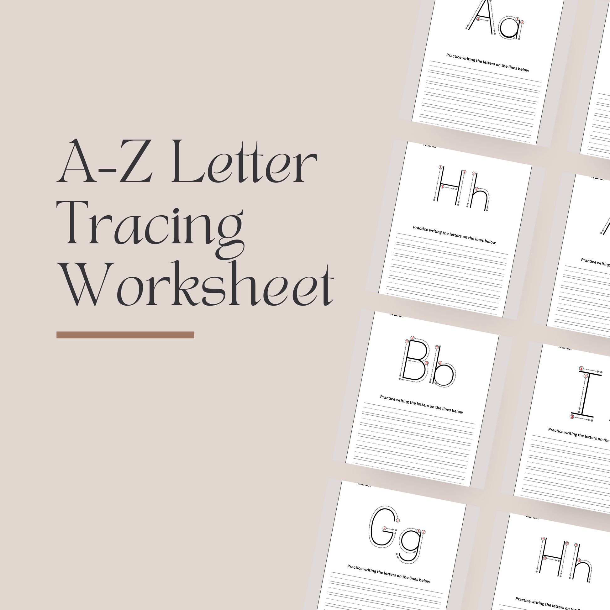 A–Z Letter Tracing Worksheet (Printable PDF)